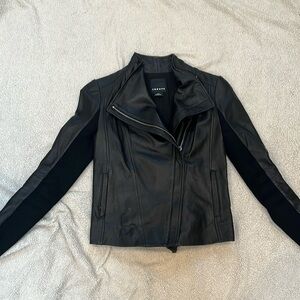 Trouvé black leather biker jacket. Size XXS